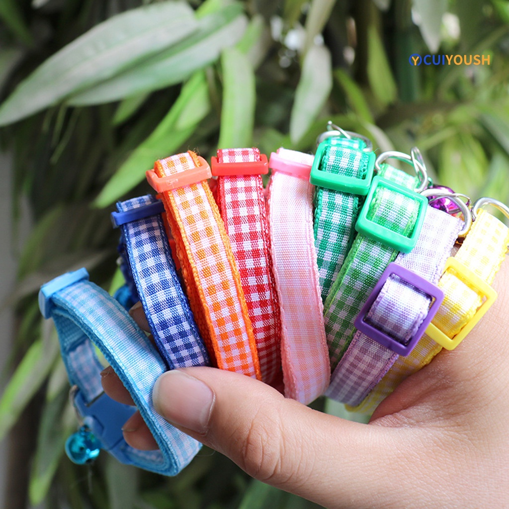 cuiyoush-ปลอกคอสัตว์เลี้ยง-ลายสก๊อต-หลากสี-หัวเข็มขัดกระดิ่ง-ขนาดเล็ก-อุปกรณ์เสริมสําหรับสัตว์เลี้ยง-สุนัข-แมว