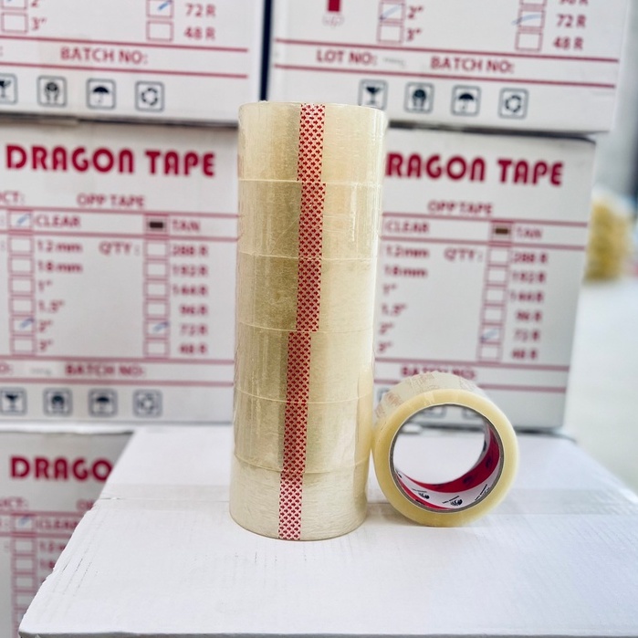 เทปใส-2-นิ้ว-แพค-6-ม้วน-cl-1ในไทย-100-หลา-dragon-bopp-opp-tape-40mic-เทปกาวใส-สก๊อตเทป-เทปปิดกล่อง-สำหรับลดต้นทุน