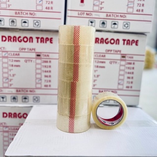 เช็ครีวิวสินค้าเทปใส 2 นิ้ว แพค 6 ม้วน Cl #1ในไทย 100 หลา Dragon BOPP OPP Tape 40mic เทปกาวใส สก๊อตเทป เทปปิดกล่อง สำหรับลดต้นทุน