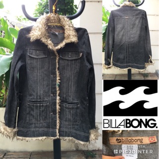 2sis1bro แบรนด์แท้ Billabong แจ็คเก็ตยีนส์ มีเฟอร์ มือสอง พร้อมส่ง sz M