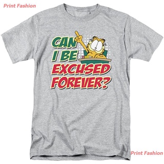 เสื้อยืดผ้าฝ้ายพิมพ์ลายขายดี เสื้อยืดที่คุณต้องการPrint Fashion 2022 Garfield Mens Excused Forever Clic T-shirt Small H