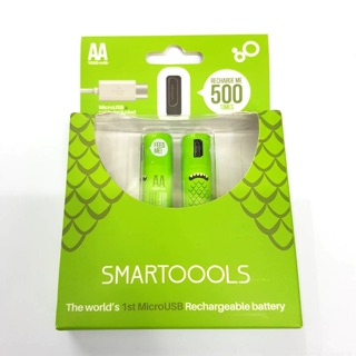 ถ่านชาร์จ AA ชาร์จผ่าน USB smartoools ไม่ต้องมีเครื่องชาร์จ 1.2V แพค2ก้อน