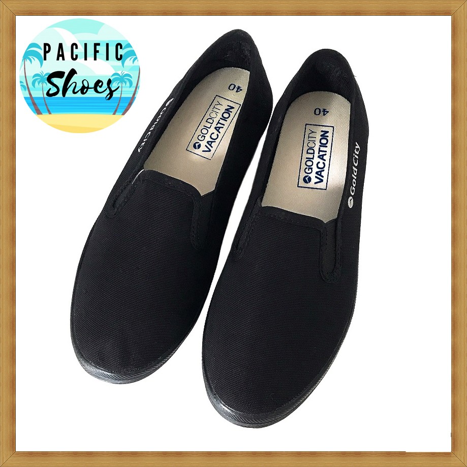 ภาพหน้าปกสินค้าGOLDCITY รองเท้าผ้าใบ SLIP ON สีดำ รุ่น CS002 จากร้าน pacificshoes บน Shopee