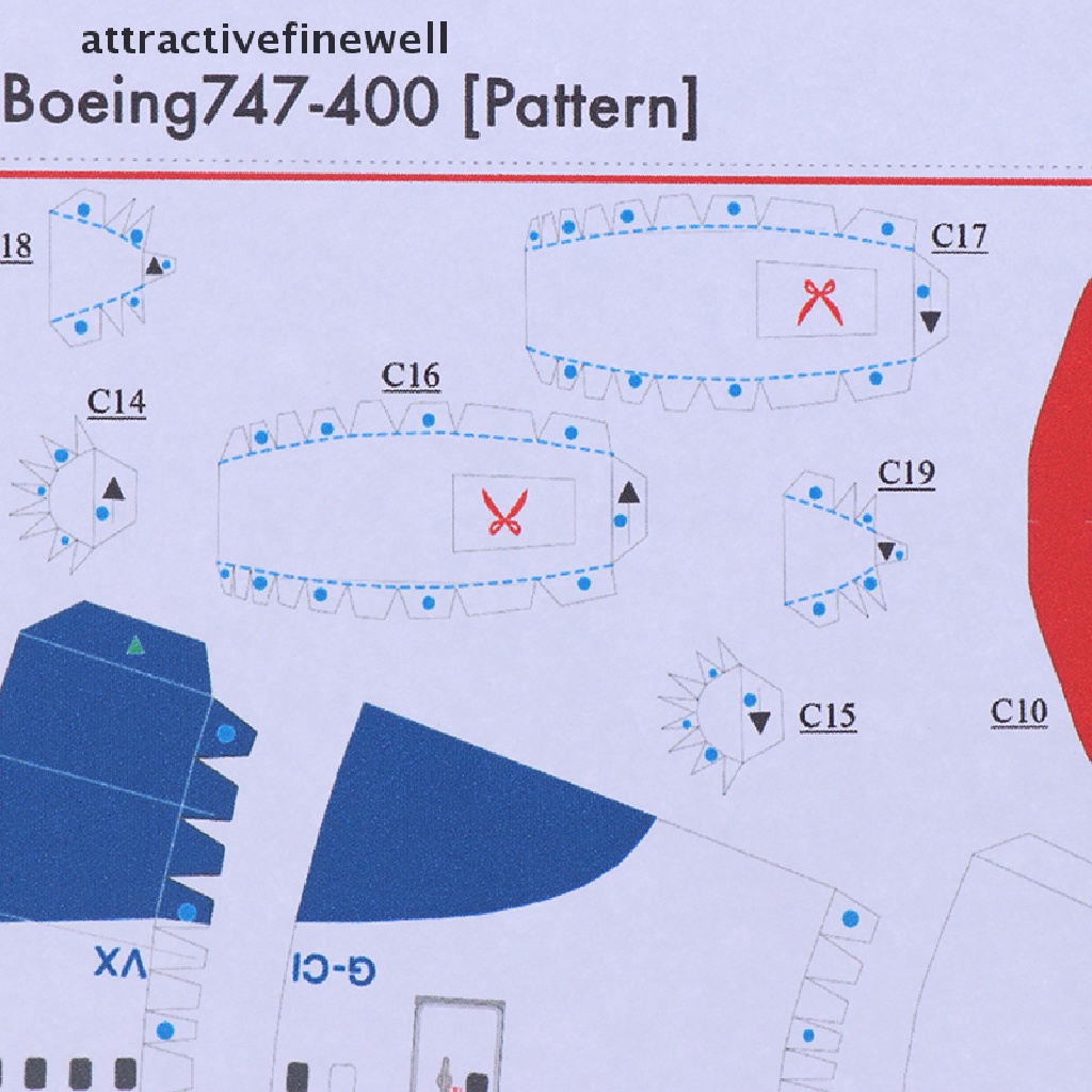 attractivefinewell-ชุดโมเดลเครื่องบินกระดาษ-3d-1-144-boeing-747-diy