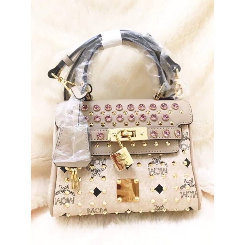 New MCM Swarovski Heritage Satchel in Visetos Size 8 Shopee