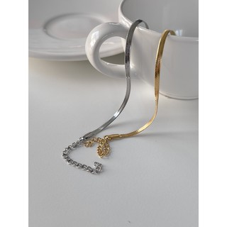 (โค้ด X8SFXJ ลด 20%) A.piece  กำไลแสตนเลส [stainless steel &amp; gold plated] snake chain bracelet (488)