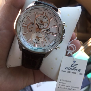 CASIO EDIFICE MULTI-HAND รุ่น EFR-304L-7AV นาฬิกาข้อมือผู้ชายสายหนังแท้