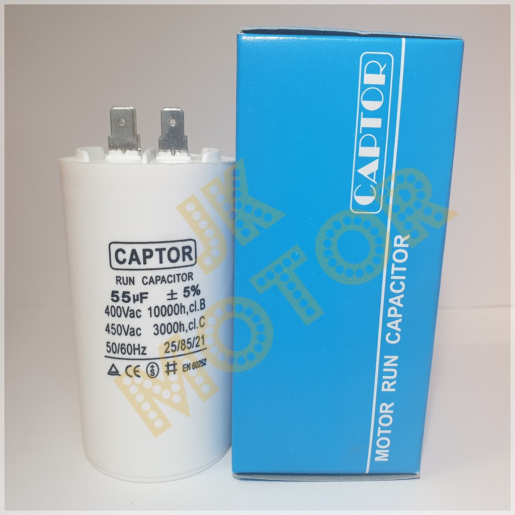คาปาซิเตอร์รัน Run Capacitor CAPTOR ขนาด 55uF 60uF 70uF 80uF 90uF 100uF ...
