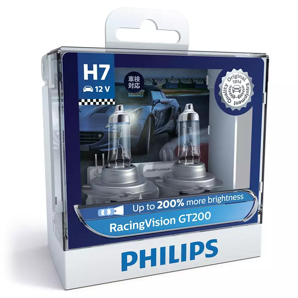 หลอดไฟหน้ารถยนต์-philips-racing-vision-gt200-200-ขั้ว-h4-h7-หลอดไฟรถยนต์-philips-หลอดไฟหน้า-philips-หลอดไฟ-philips