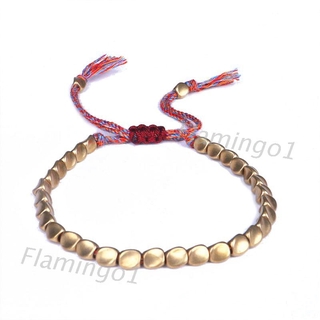 FLGO* Handmade Tibetan Copper Bead Bracelet Buddhist Braided Cotton Luck Rope Bracelet