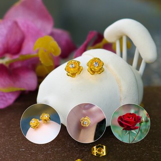 ต่างหูกุหลาบเพชร ตัวเรือนสีทอง👑 รุ่นA10 1คู่ CN Jewelry earings ตุ้มหู ต่างหูแฟชั่น ต่างหูเกาหลี ต่างหูทอง
