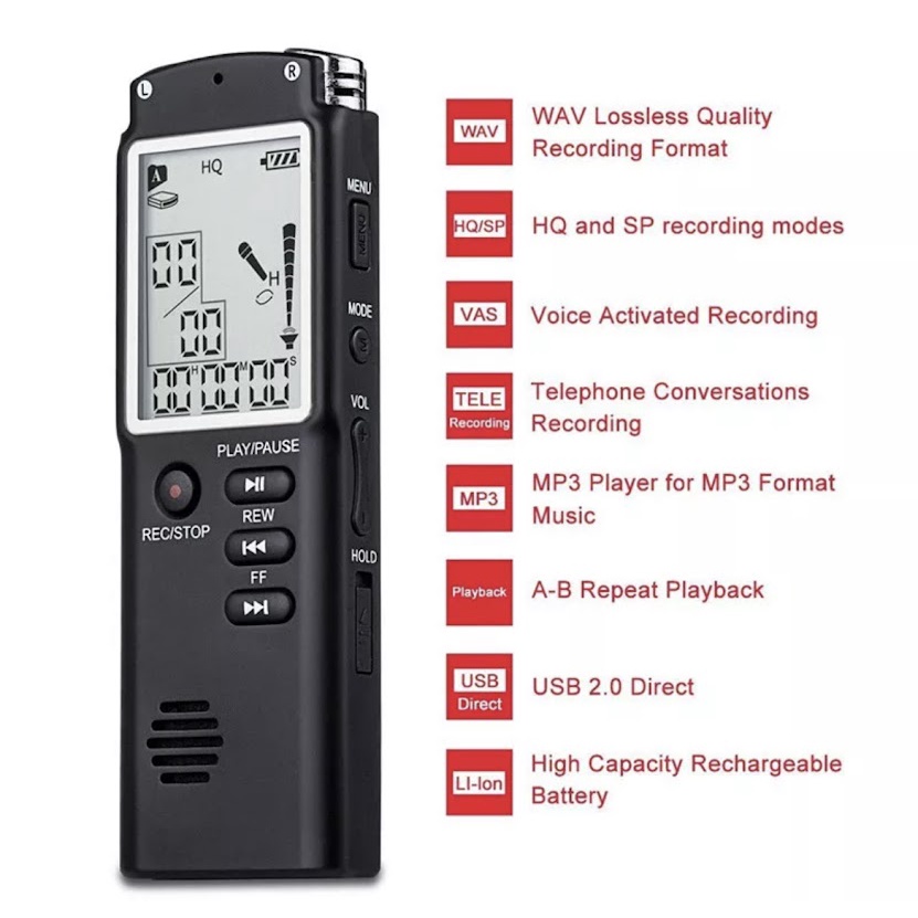 ราคาและรีวิวพร้อมส่ง 8GB เครื่องอัดเสียงดิจิตอลพร้อม WAV MP3 Player เครื่องบันทึกเสียงไมโครโฟน