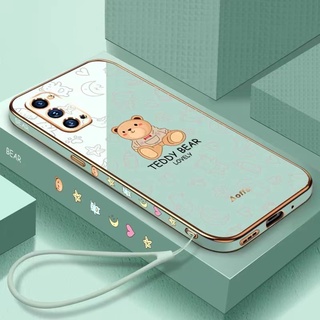 เคสโทรศัพท์มือถือ แบบบางพิเศษ ลายหมีเท็ดดี้ พร้อมสายคล้อง สําหรับ SAMSUNG Galaxy A02S A03S A11 A12 A32 A52 A51 A71 A52S A20S A21S 4G 5G