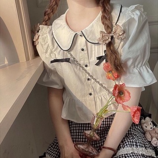 พร้อมส่ง🔥 เสื้อเชิ้ตสีขาวสไตล์ญี่ปุ่น เสื้อคอปกตุ๊กตา JK สไตล์วิทยาลัย เสื้อน่ารัก