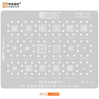 Amaoe MT2 BGA แผ่นฉลุลาย สําหรับ MT6356W MT6358W MT6325V MT6353V MT6355W MT6370P MT6371P MT6360P MT6357CRV MT6359VKP MT6290MA MTK