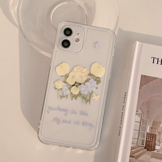 เคสไอโฟน เคสซิลิโคน 11 12 promax iPhone case for iPhone X XS MAX XR  7+ 8PLUS ดอกไม้เหลืองcan TPU-C187