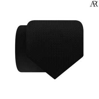 ANGELINO RUFOLO Necktie(สีดำ) เนคไทผ้าไหมทอคุณภาพเยี่ยม ดีไซน์ Black Plain สีดำ