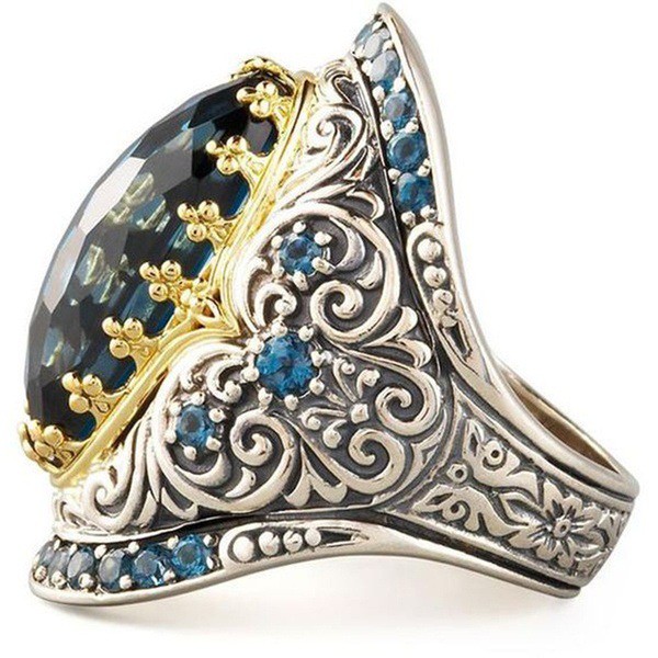 แหวนเพชรแหวนเพชรแหวนเงินแหวนแต่งงานแหวนเกลี้ยง-sapphire-gem-ring-silver-ring