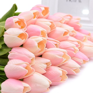 ช่อดอกทิวลิปประดิษฐ์ ดอกกุหลาบ ยาง สัมผัสเหมือนจริง สําหรับตกแต่งบ้าน งานแต่งงาน 10 ชิ้น