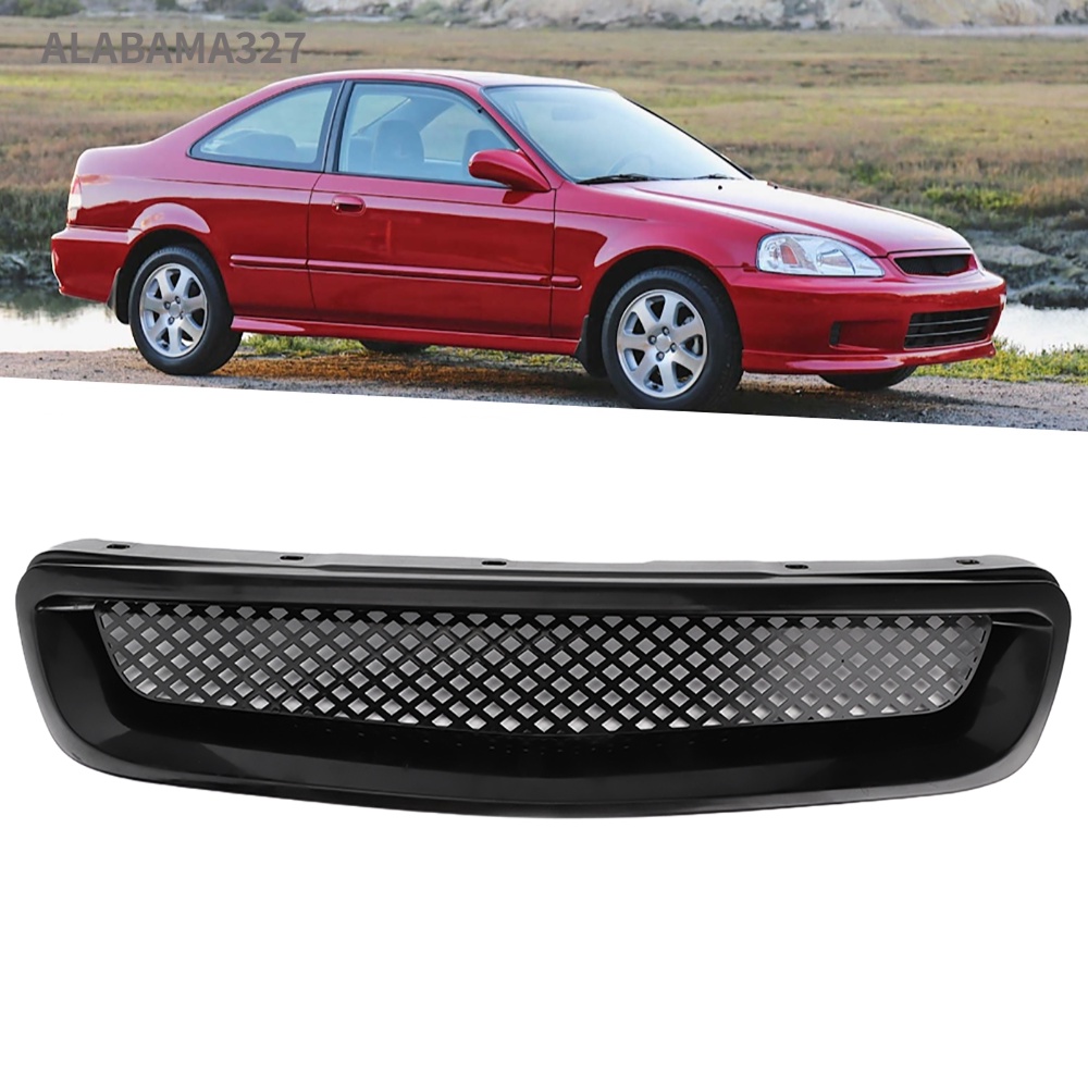 alabama327-กระจังหน้ากันชนหน้า-abs-สีดํา-สําหรับ-honda-civic-1999-2000