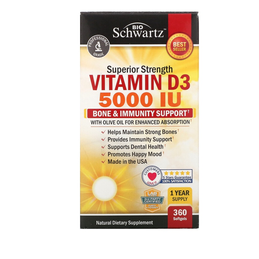 BioSchwartz Superior Strength Vitamin D3 5,000 IU 360 Softgels Shopee