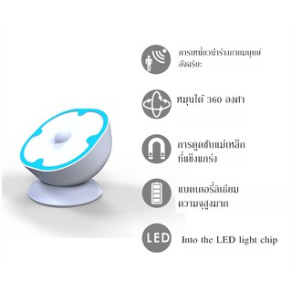 LED หมุน 360 องศาในครัวเรือน ตู้เหนี่ยวนำอินฟราเรดโคมไฟห้องโถง ชาร์จ USB