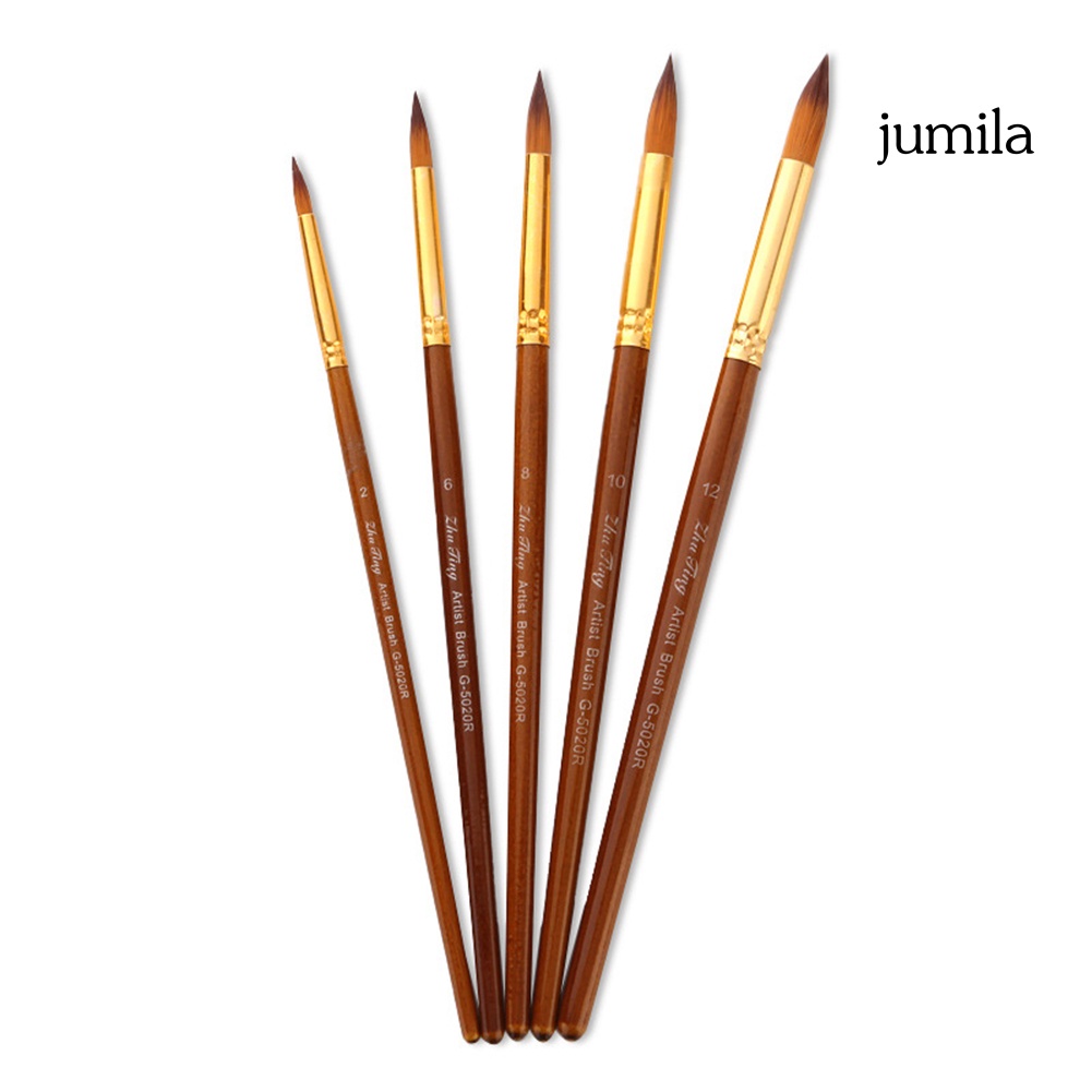 Jumila 5 ชิ้น หัวแหลม แบน เฉียง ด้านบน แปรงวาดภาพ อะคริลิค สีน้ํา ภาพ ...