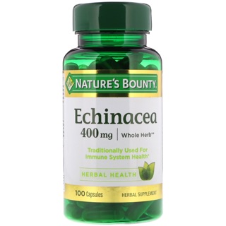 Natures Bounty, Echinacea 400 mg ขนาด 100 Capsules (สมุนไพรกระตุ้นภูมิคุ้มกันช่วยให้หวัดหายเร็วขึ้น)