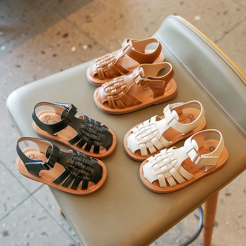 รองเท้าแตะทอ-หญิง-baotou-รองเท้าแตะ-2023-ฤดูร้อนใหม่ทอด้านล่างนุ่มลื่นรองเท้าชายหาดเวอร์ชั่นเกาหลีเด็กด้านล่างนุ่มรองเท