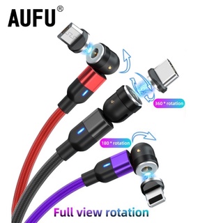 Aufu สายชาร์จแม่เหล็ก Usb Type C หมุนได้ 540 องศา สําหรับ Android