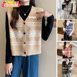 Chemisegrace✨พร้อมส่ง✨เสื้อไหมพรมแชนยาวคอวี กระดุมหน้าเปิดได้จริง เสื้อกั๊กไหมพรมลายวินเทจ ผ้านิ่มใส่สบายมาก1995