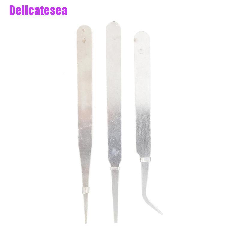 delicatesea-gt-แหนบสเตนเลส-เครื่องมือซ่อมอิเล็กทรอนิกส์-diy-3-ชิ้น