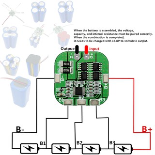 บอร์ดป้องกันแบตเตอรี่ลิเธียม 4S 14.8V 16.8V 20A bms pcm bms pcm LicoO2 Limn2O4 18650