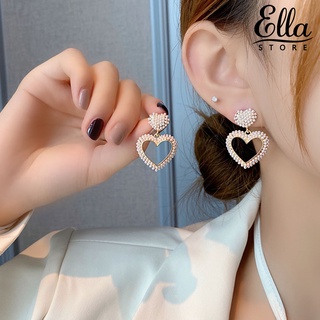 Ellastore123 ต่างหู รูปก้อนเมฆ ประดับไข่มุกเทียม พลอยเทียม เครื่องประดับ สําหรับผู้หญิง 1 คู่