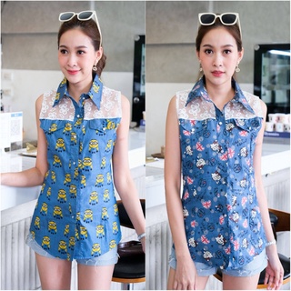 เสื้อยีนส์สกรีนลายการ์ตูนคมชัด