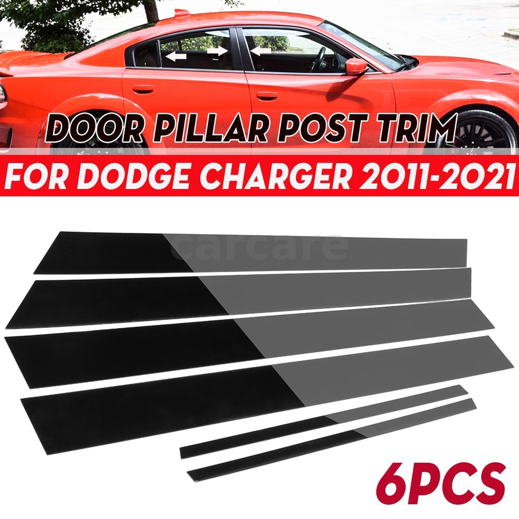 ฝาครอบเสาประตูรถยนต์-สีดํา-สําหรับ-dodge-charger-2011-2021-6-ชิ้น