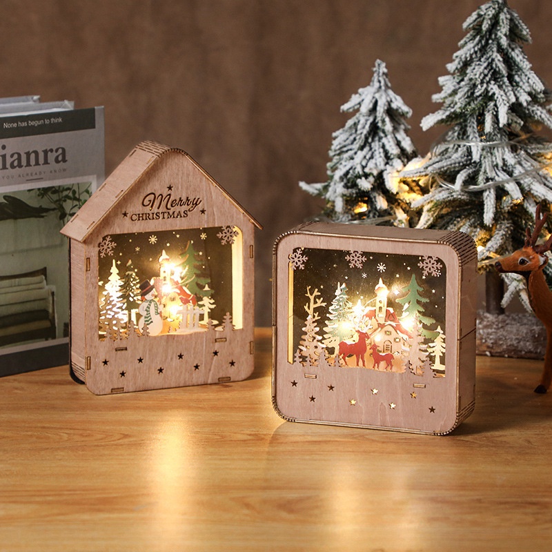 christmas-cabin-บ้านจิ๋วมีไฟ-กระท่อมไม้จิ๋วคริสต์มาส-christmas-cabin-w-led