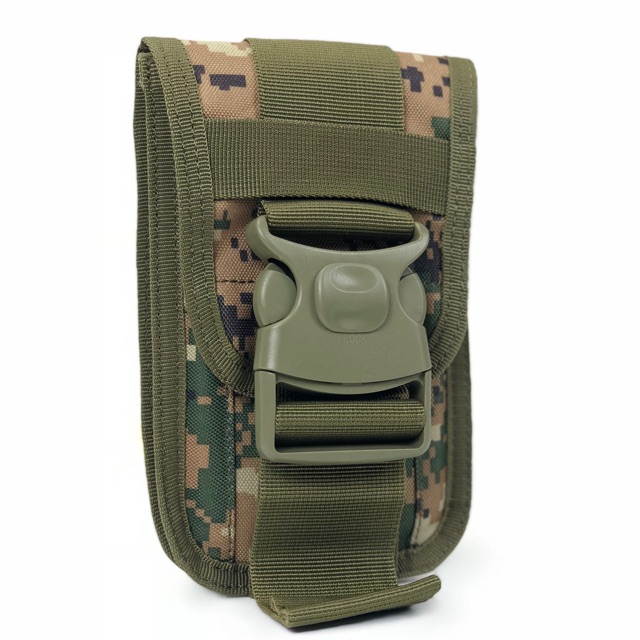 กระเป๋ามือถือผ้าร้อยเข็มขัดและอุปกรณ์เดินป่า-ลายทหารสีเขียวiphone-พลัส2เครื่อง
