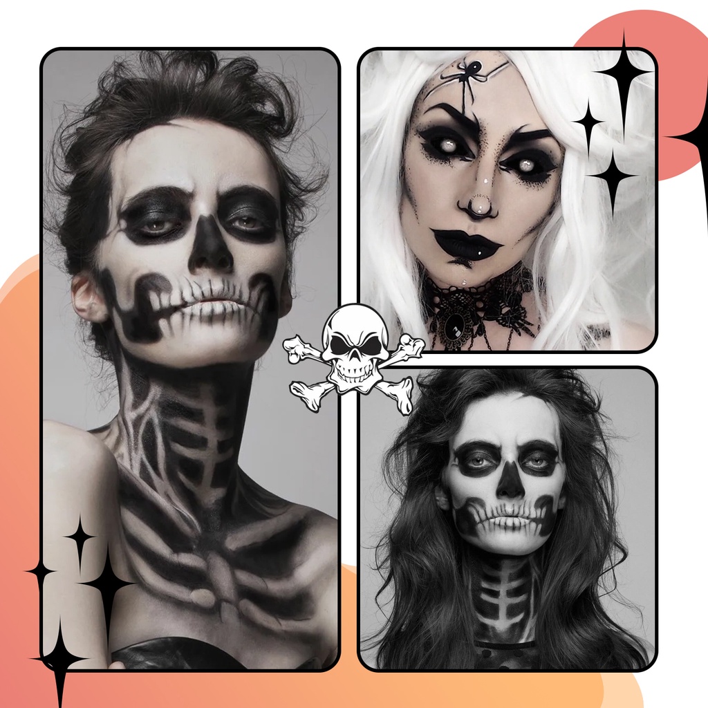 eelhoe-face-paint-set-halloween-black-and-white-body-paint-body-paint-vampire-zombie-skeleton-face-makeup-paint-ดอกไม้