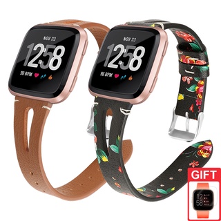 สายนาฬิกาข้อมือสายหนังสําหรับ Fitbit Versa 2 / Versa / Versa Lite