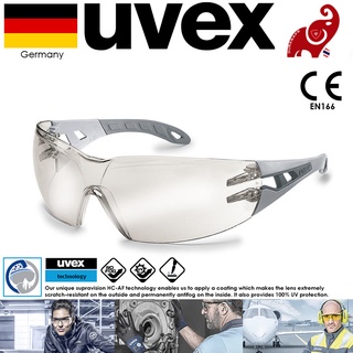 UVEX 9192881 Pheos Safety Glasses Grey Frame Indoor/Outdoor Silver Mirror Supravision HC-AF Len