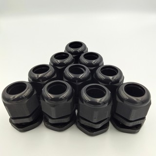 PG-21 NYLON CABLE GLAND ไนล่อน เคเบิ้ลแกลน Cable range : 13-18 ดำ/ขาว IP68 แพ็คละ 10ตัว