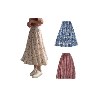 โปรโมชั่น : ลายดอกไม้ กระโปรงชีฟองเอวยางยืด