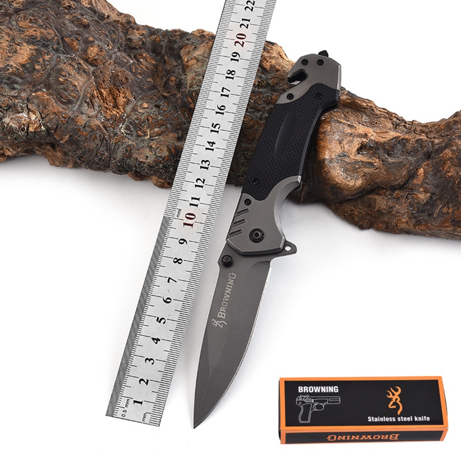 browning-folding-knife-มีดพับ-23cm-440c-มีระบบดีดใบมีด-มีดเดินป่า-มีดป้องกันตัว-เครื่องมือการอยู่รอด-edc-แบบบพกพา