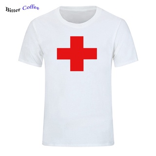 [100% Cotton] ขายดี เสื้อยืดลําลอง ผ้าฝ้าย แขนสั้น พิมพ์ลาย RED MEDICAL CROSS แฟชั่นสําหรับผู้ชาย