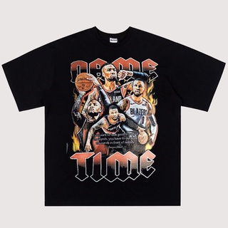 เสื้อยืดโอเวอร์ไซส์[Yootaaa] เสื้อยืดแขนสั้น ผ้าฝ้าย ทรงหลวม ลาย NBA Damian Lillard สไตล์ฮิปฮอป 2022S-3XL
