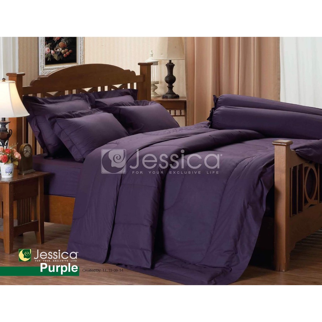 jessica-ผ้าปูที่นอน-ไม่รวมผ้านวม-เจสสิก้า-3-5ฟุต-5ฟุต-6ฟุต-พิมพ์ลาย-สีพื้นtc-purple-blue-brown-pink