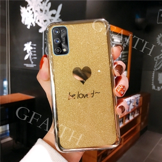 2020 New เคสโทรศัพท์ Realme 7 5G Back Cover Fashion Couple Bling Gold Glitter Be Loved Casing Realme7 5G Phone Case