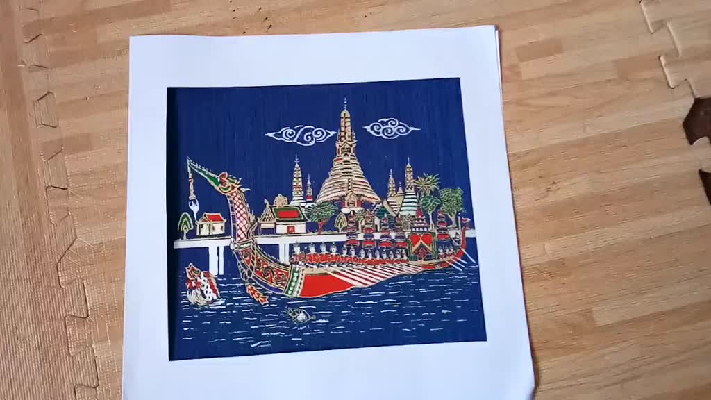 ภาพพิมพ์ศิลปะไทยงดงามบนผ้า-no-6-พุทธศิลป์แห่งความสงบสุข-exquisite-thai-art-prints-on-cloth-peaceful-buddha-art