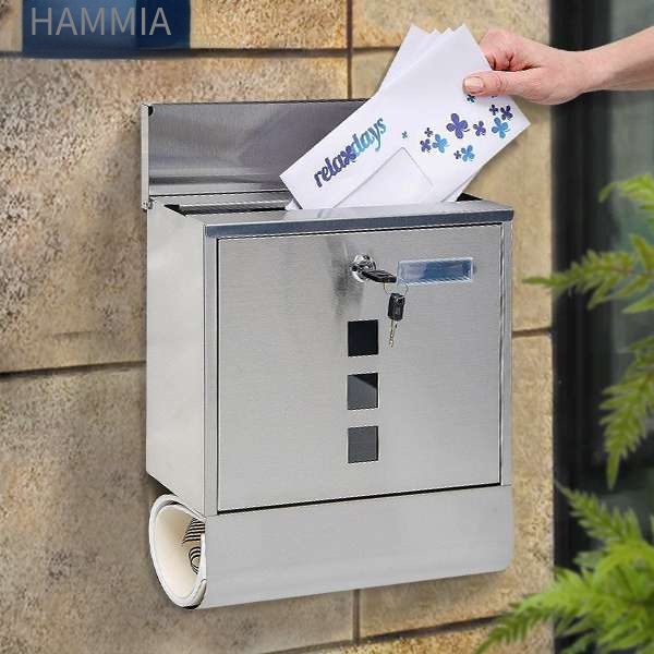 hammia-กล่องจดหมาย-สเตนเลส-สไตล์ยุโรป-ช่องแคบ-แขวนล็อก-กล่องจดหมาย-สําหรับนอกบ้าน-สวน